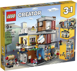 LEGO Creator 3 in 1 Townhouse Pet Shop & Café 31097 Toy Store Building Set with Bank, Town Playset with a Toy Tram, Animal Figures and Minifigures (969 Pieces) brickskw bricks kw q8 kuwait onilne store bricksq8