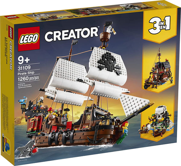 LEGO Creator 3in1 Pirate Ship 31109 Building Playset for Kids who Love Pirates and Model Ships, Makes a Great Gift for Children who Like Creative Play and Adventures, New 2020 (1,260 Pieces) brickskw bricks kw q8 kuwait onilne store bricksq8